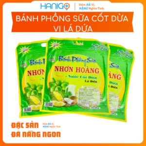 Bánh Phồng Sữa Cốt Dừa Vị Lá Dứa - Gói 220g - HANIGO